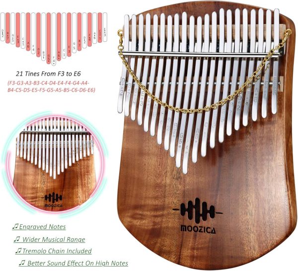 Moozica 21-Key Thumb Piano Wood-1
