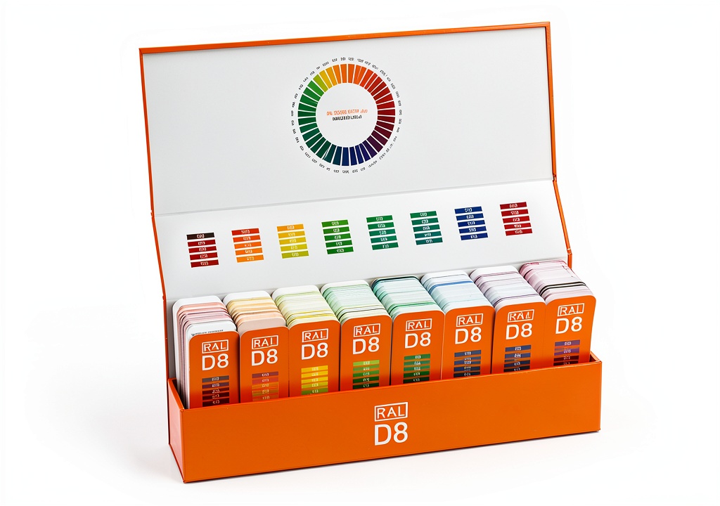 RAL D8 DESIGN SYSTEM plus box opened on a design studio table