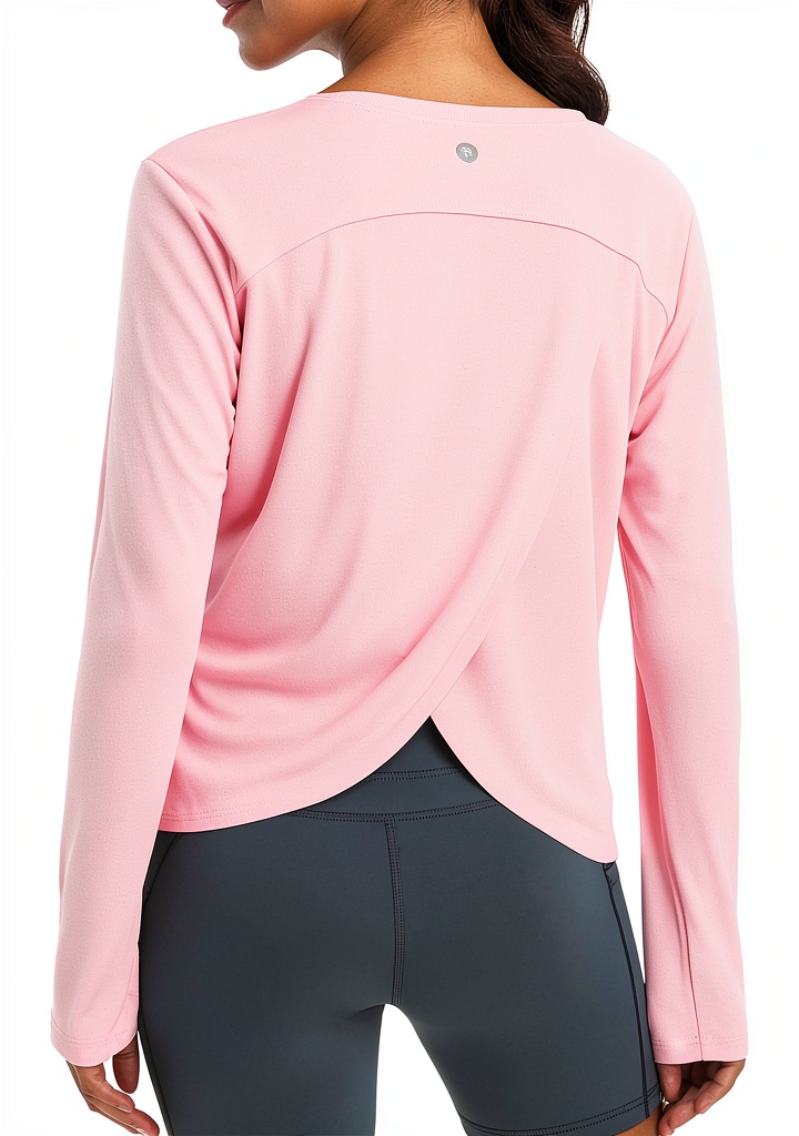 ActiveFit women's long sleeve running top in Light Pink on a runner