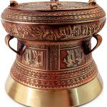 Vietnam DONG SON Brass Drum 7.8 Inch Ethnic Pattern Hazardous Storage-0