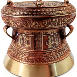 Vietnam DONG SON Brass Drum 7.8 Inch Ethnic Pattern Hazardous Storage-0